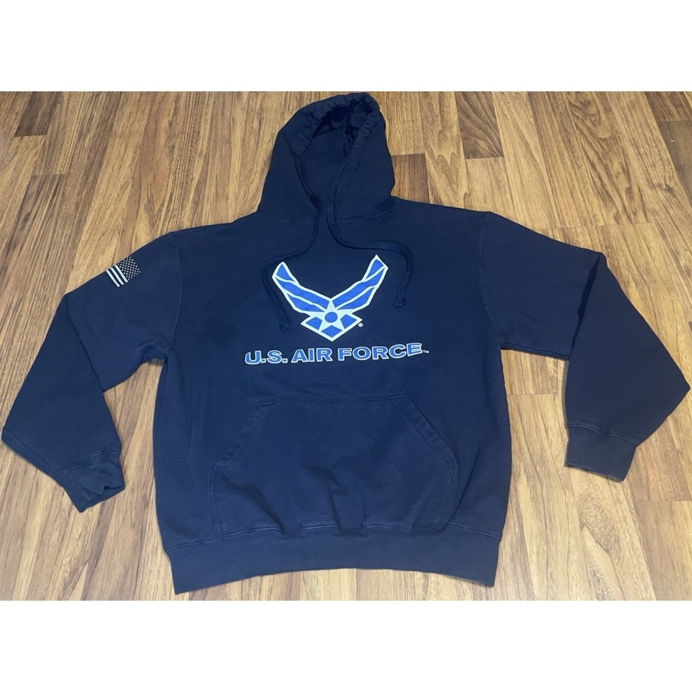 Tultex U.S. Air Force Hoodie Mens Medium Navy Blue Fleece Pullover Graphic 320